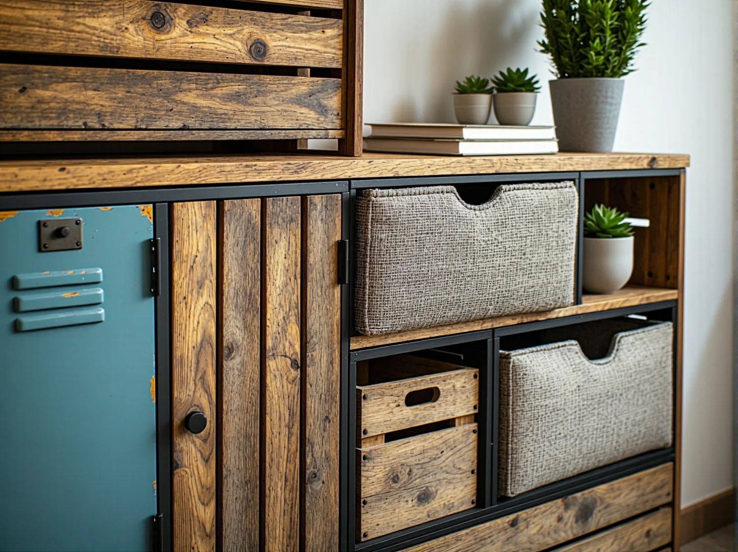 Ergonomiczne biurko z drewna z odzysku w ekologicznej przestrzeni biurowej