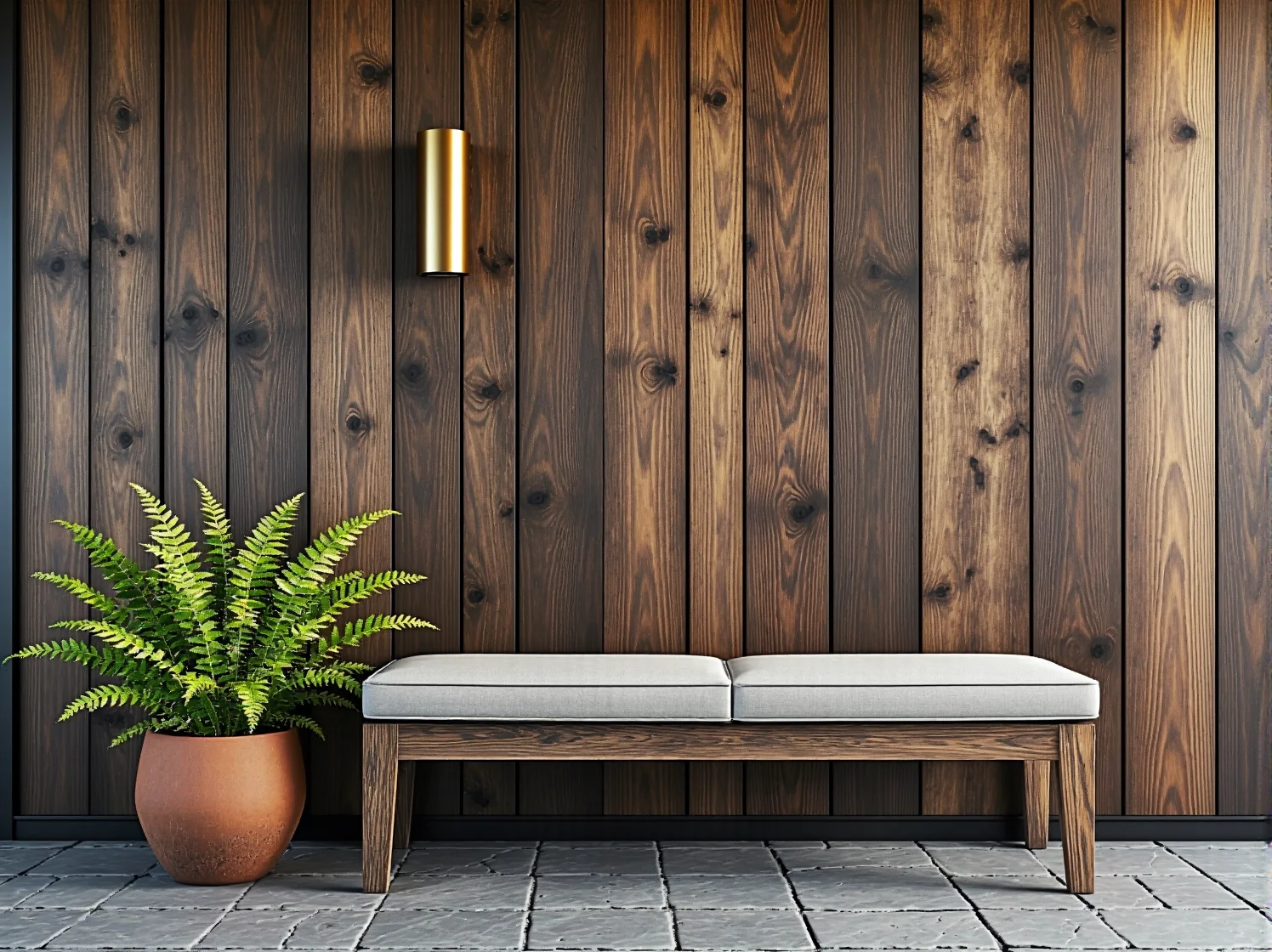 Ciepła barwa światła podkreślająca strukturę drewna na elewacji