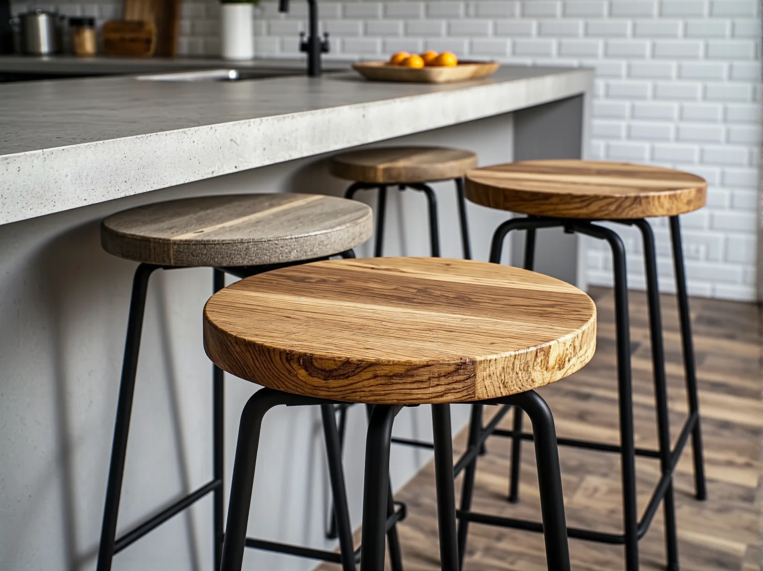 Dekoracyjna imitacja betonu na froncie szafki podkreślająca surowy charakter mebli