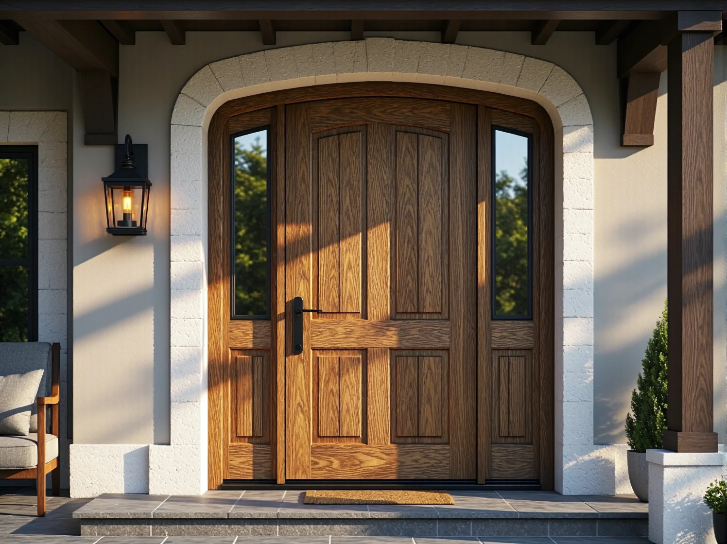 Kinkiety zewnętrzne z mosiądzu i miedzi – ponadczasowe materiały na oświetlenie elewacji w klasycznym stylu.