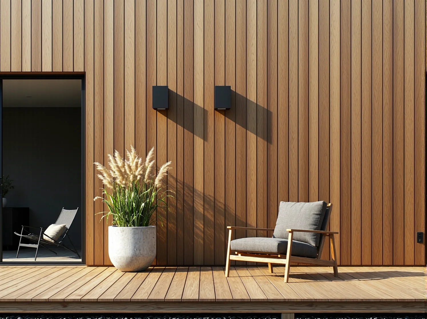 Fotel wypoczynkowy szary z drewnianym stelażem i poduszkami