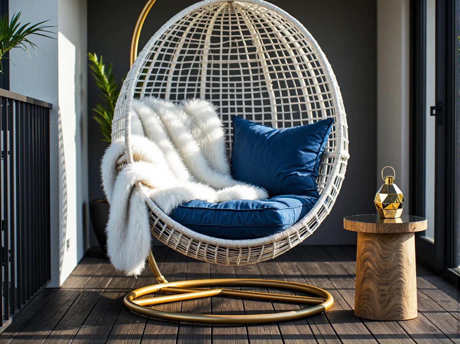 Luksusowy leżak z welurowym wykończeniem przy basenie w aranżacji glamour.