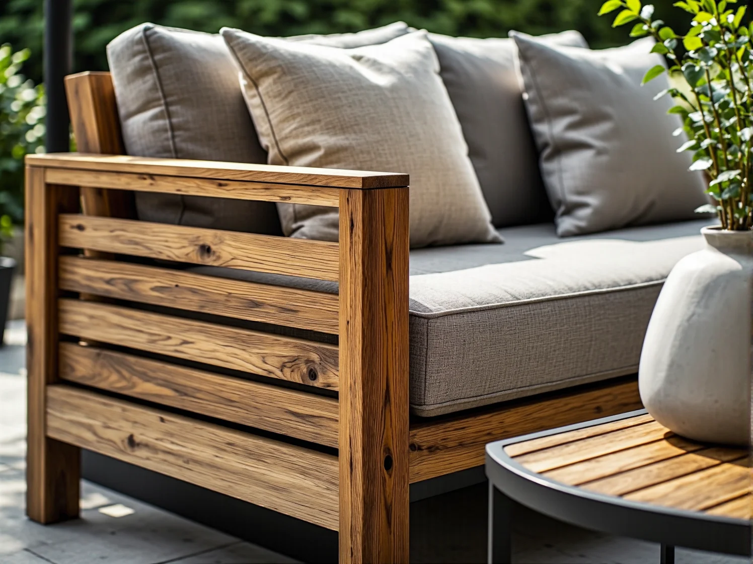 Nowoczesna sofa tarasowa z wbudowanym oświetleniem LED