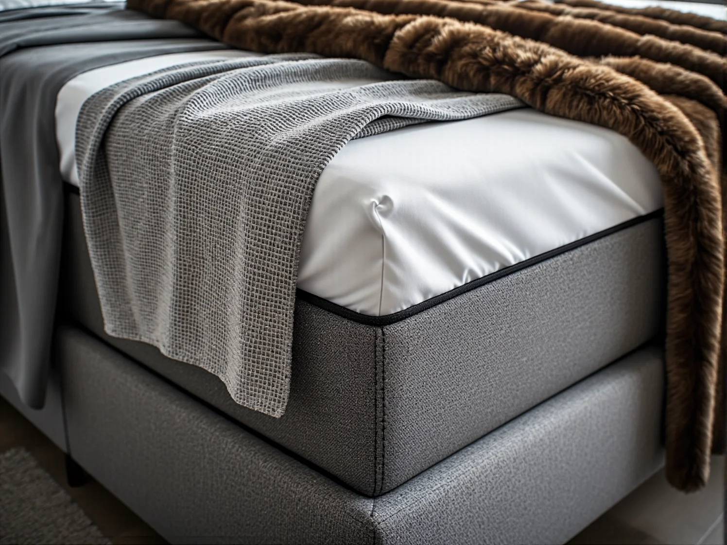 Nowoczesne łóżko z regulowanym stelażem i materacem dla maksymalnego komfortu.