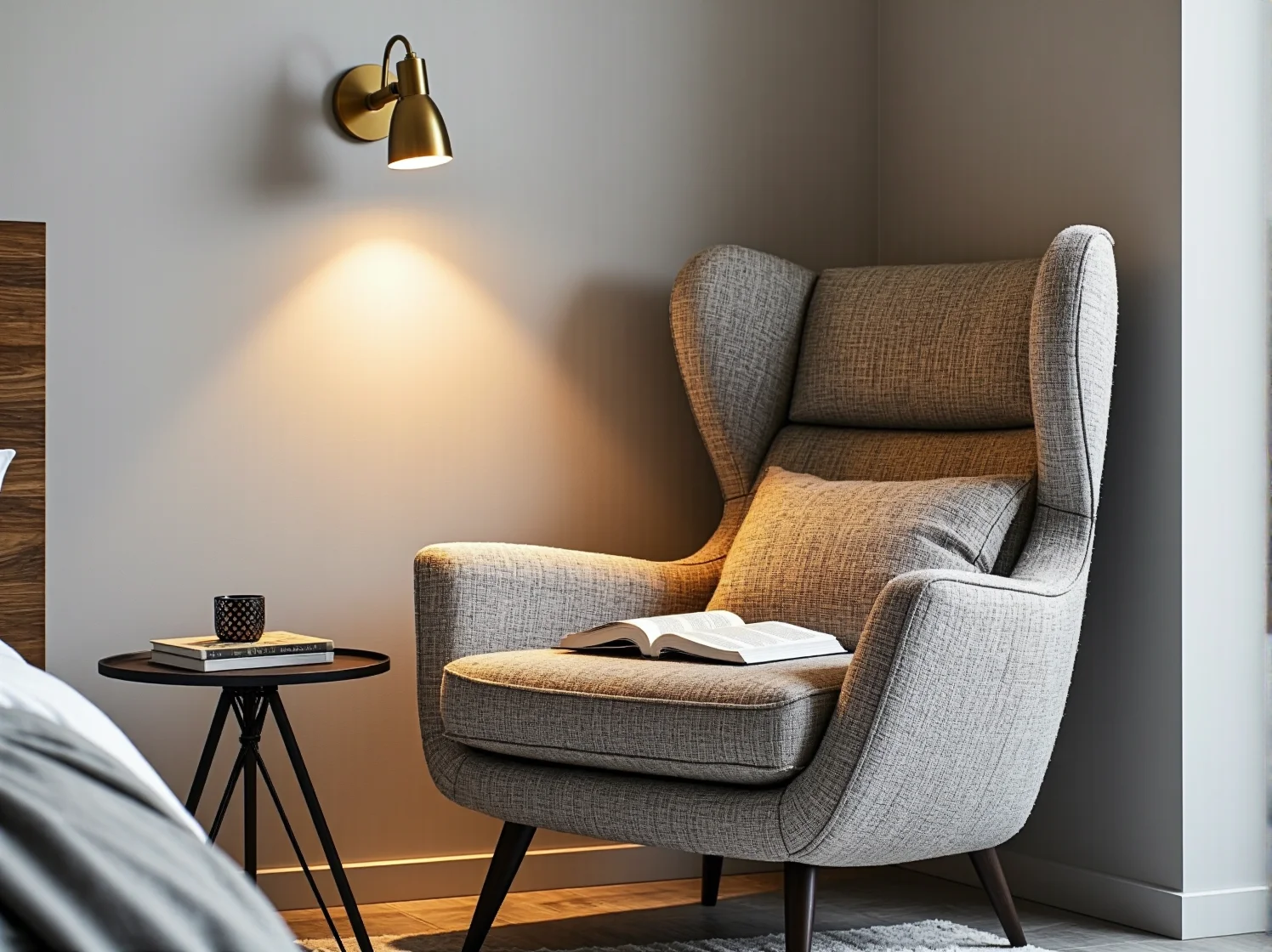 Nowoczesne oświetlenie punktowe w sypialni nad łóżkiem