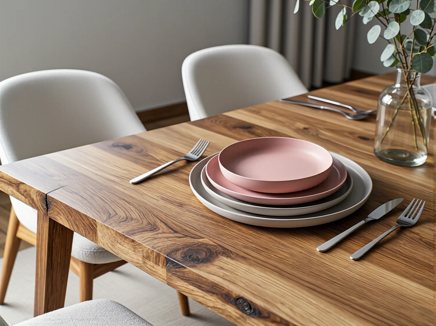 Skandynawska sypialnia z miętowymi akcentami, przytulnymi tekstyliami i jasnym drewnem.