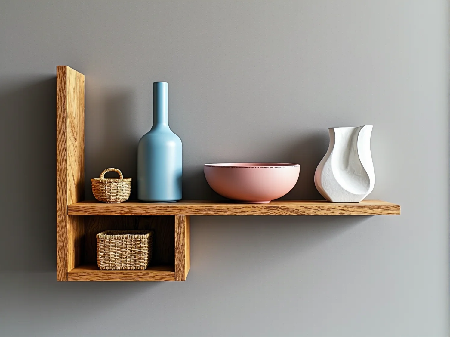 Minimalistyczne wnętrze z pastelowymi dekoracjami, łączące styl skandynawski z przytulnym hygge.