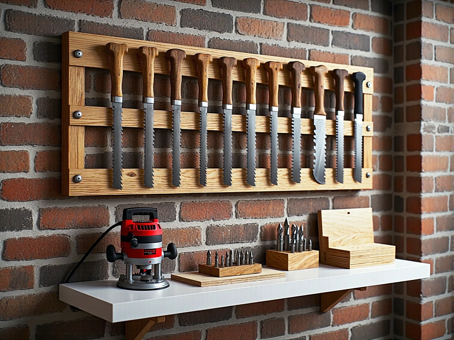 Zestaw podstawowych narzędzi do cięcia drewna w domowym warsztacie